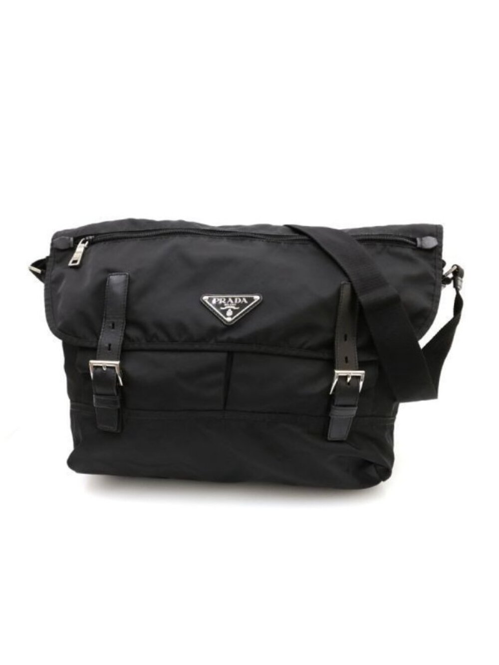 Prada Nylon Messenger Bags Black